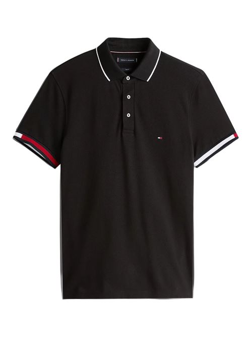 Polo uomo nera in cotone Tommy Hilfiger | MW0MW38458BDS